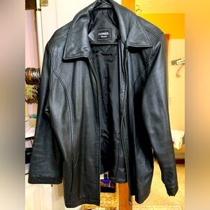 Women’s black leather scuba coat 1X